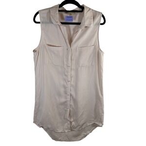 Cloth & Stone Womens Sleeveless Button Down Tencel Shirt Pink C6764-654-372 L